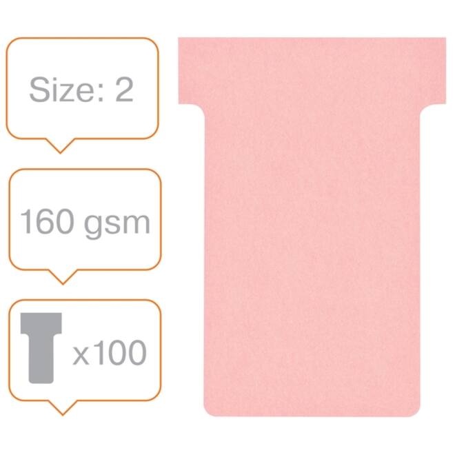 T-kaart Nobo nr.2 48mm roze 100 stuks