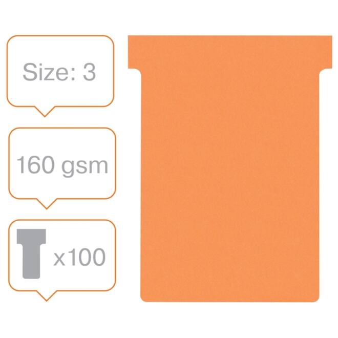 T-kaart Nobo nr.3 80mm oranje 100 stuks