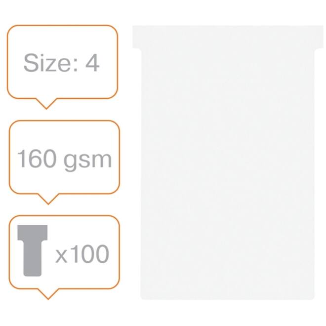 T-kaart Nobo nr.4 112mm wit 100 stuks