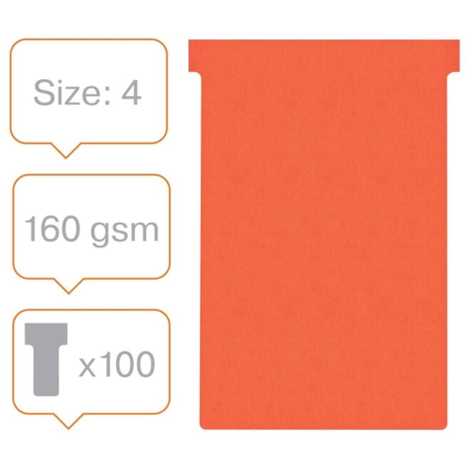 T-kaart Nobo nr.4 112mm rood 100 stuks