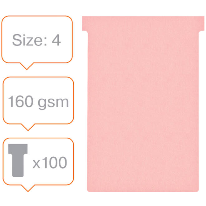 Planbord T-kaart Nobo nr 4 112mm roze 100 stuks