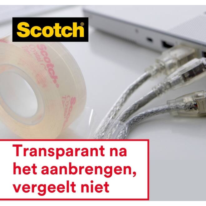 Plakband Scotch Crystal 600 19mmx7.5m transparant 2+1 gratis + handdispenser