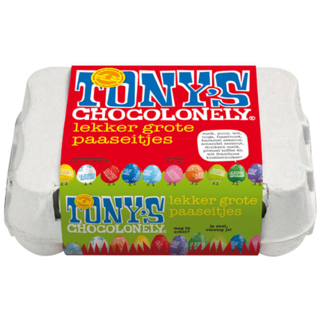 Chocolade Tony's Chocolonely paaseitjes doos mix 12 stuks