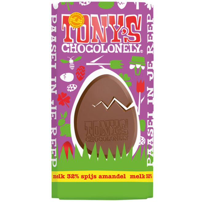 Chocolade Tony's Chocolonely paasreep melk met amandelspijs en nootjes 180gr