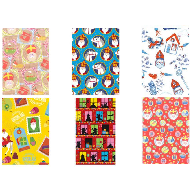 Inpakpapier sint 250x46,5cm assorti
