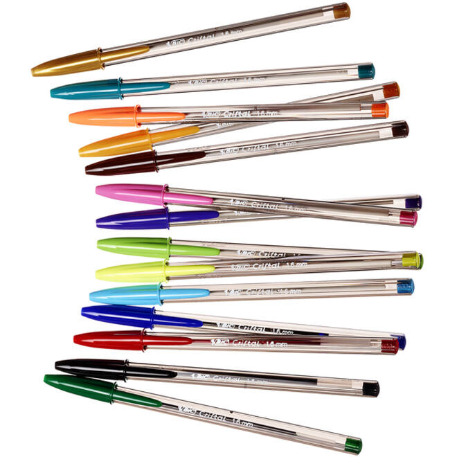Balpen Bic Cristal large multicolour assorti etui à 15 stuks