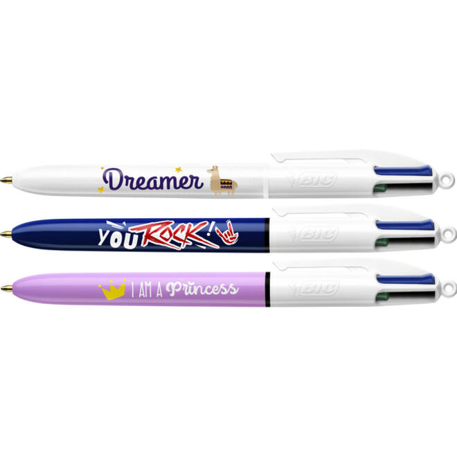 Balpen Bic 4 kleuren medium Botonical & Tie Dye