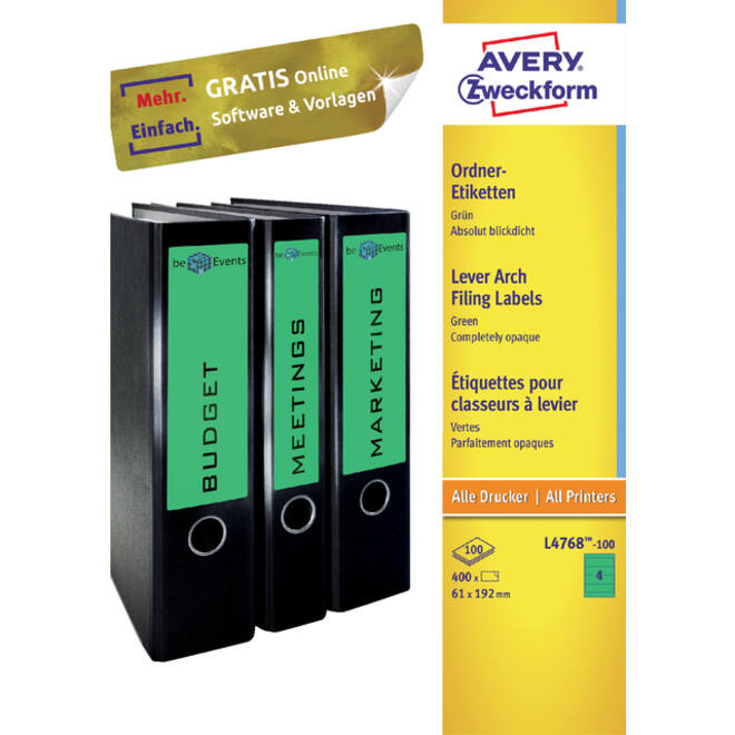 Rugetiket Avery breed 61x192mm zelfklevend groen