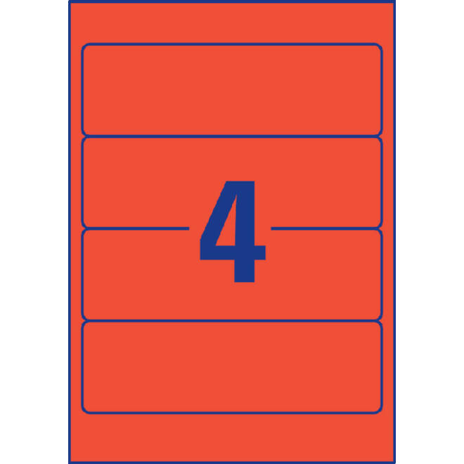 Rugetiket Avery breed 61x192mm zelfklevend rood