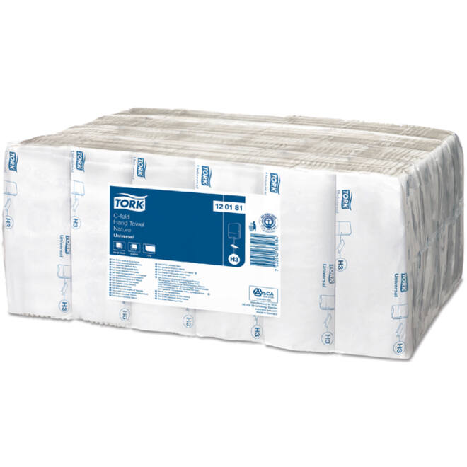 Handdoek Tork H3 c-vouw universal 1-laags naturel 120181