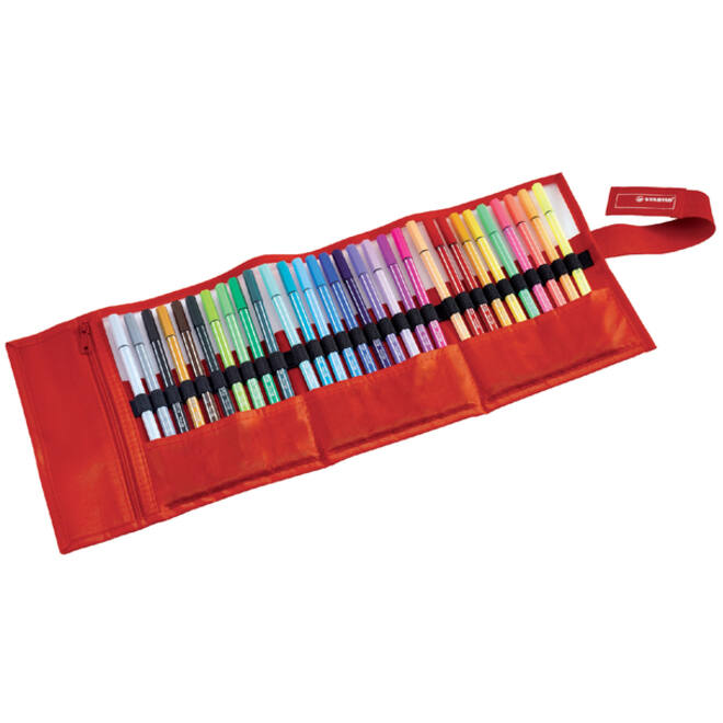 Fineliner STABILO pen 68/30 rollerset rood assorti set à 30 stuks