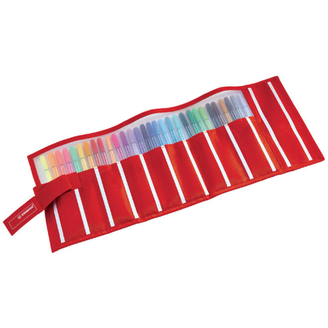 Fineliner STABILO pen 68/30 rollerset rood assorti set à 30 stuks