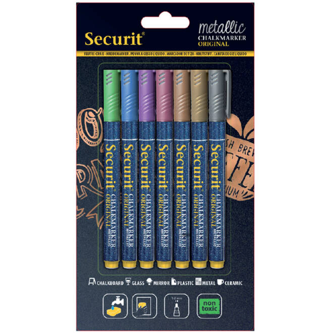 Krijtstift Securit SMA-100 rond 1-2mm metallic assorti