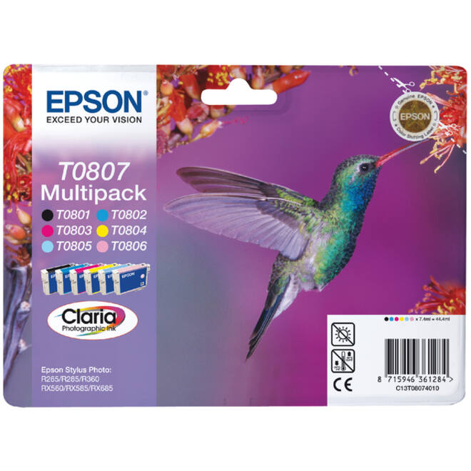 Inktcartridge Epson T0807 zwart + 5 kleuren