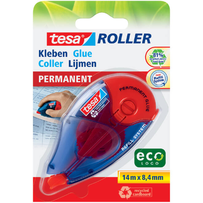 Lijmroller tesa® ecoLogo® permanent navulbaar op blister