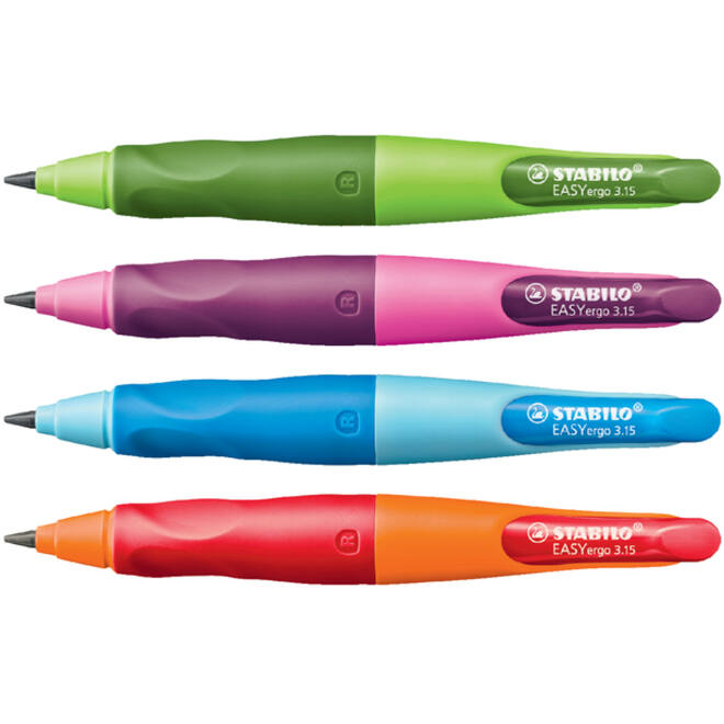 Vulpotlood STABILO Easyergo HB 3.15mm rechts groen/donkergroen incl puntenslijper blister à 1 stuk