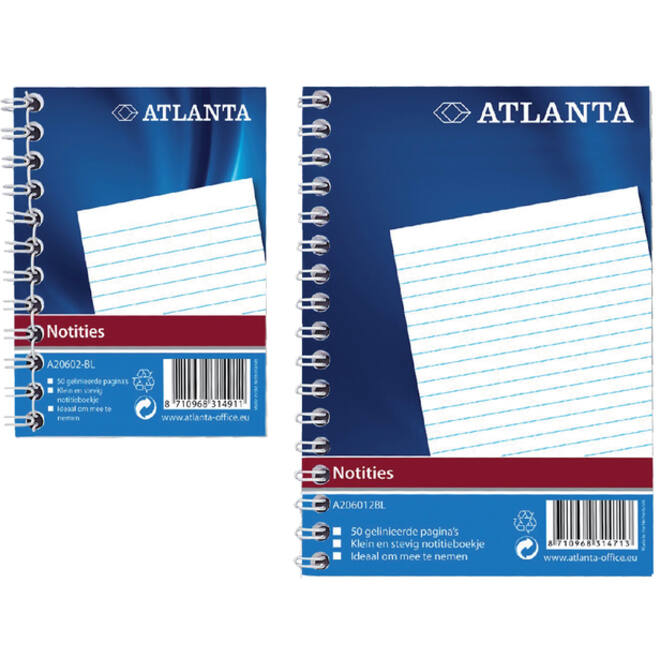 Notitieboek Djois Atlanta A6 lijn 100blz met zijspiraal