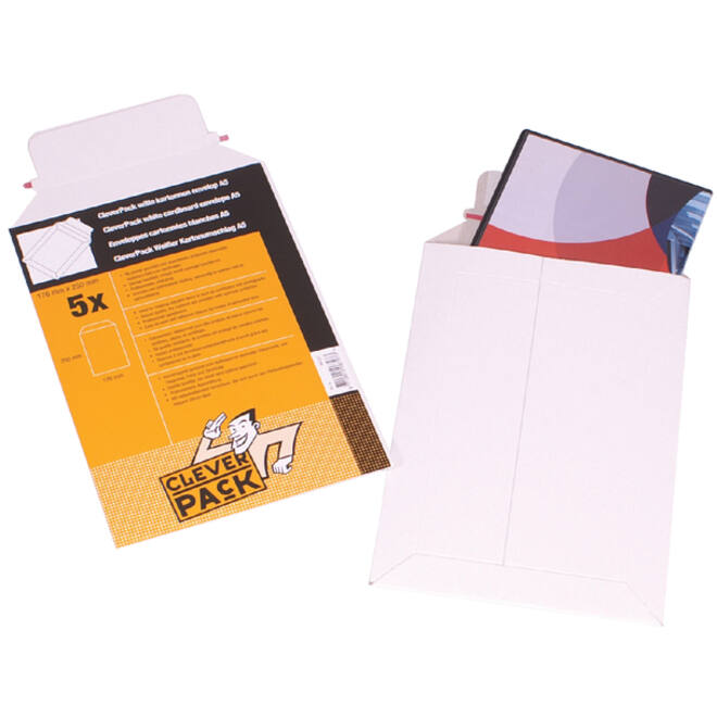 Envelop CleverPack karton B4 250x353mm wit pak à 5 stuks