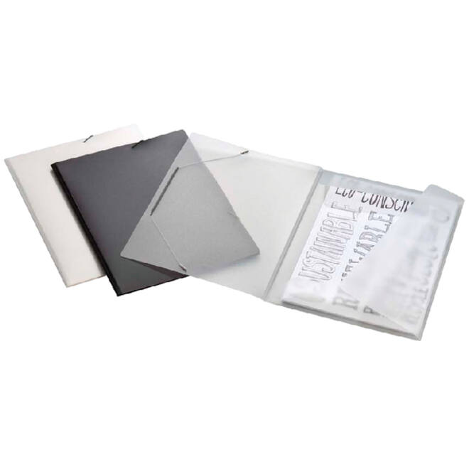 Elastomap Djois college file A4 3 klepppen PP zwart