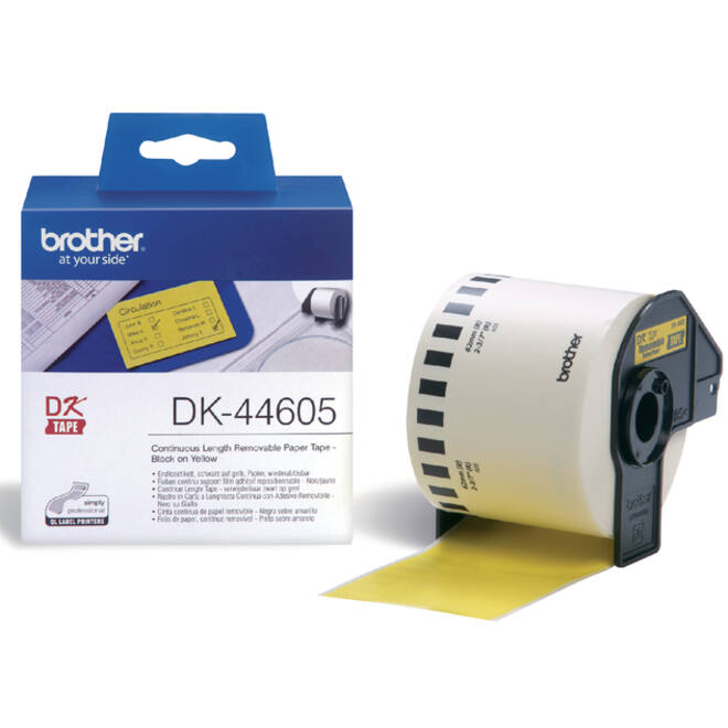 Etiket Brother DK-44605 62mm thermisch 30-meter geel papier