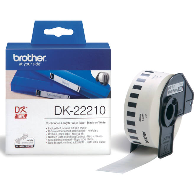Etiket Brother DK-22210 29mm thermisch 30-meter wit papier
