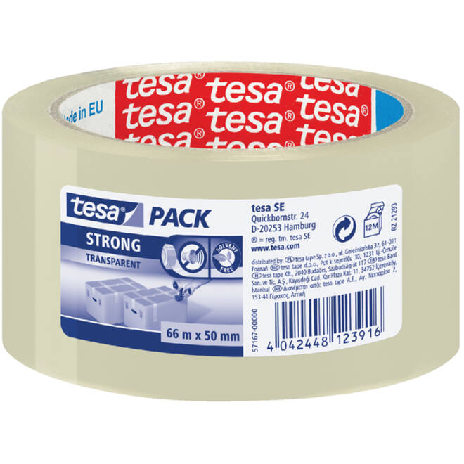 Verpakkingstape tesapack® Strong 66mx50mm PP transparant