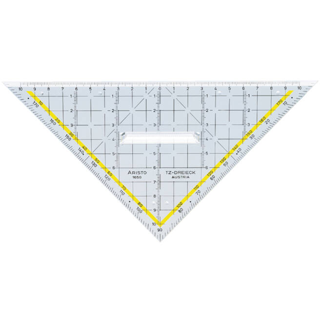 Geodriehoek Aristo 1650/2 225mm met greep transparant