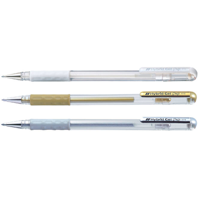 Gelschrijver Pentel K118 Grip medium wit