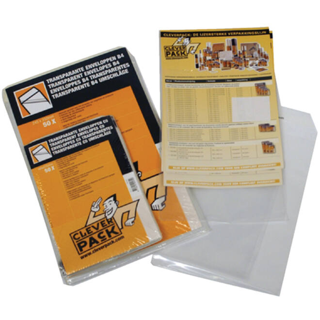 Envelop CleverPack akte A4 220x300mm zelfklevend transparant pak à 50 stuks