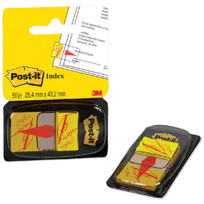 Indextabs Post-it 68031 25,4x43.2mm " hier ondertekenen" geel
