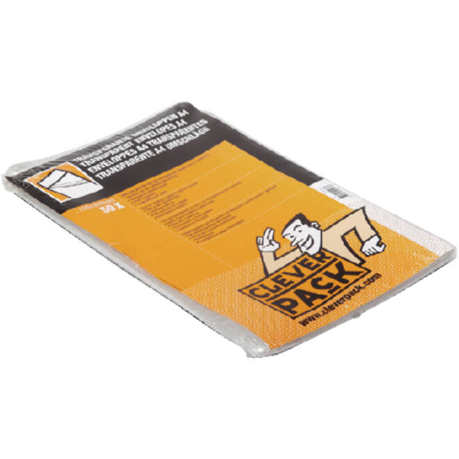 Envelop CleverPack akte A4 220x300mm zelfklevend transparant pak à 50 stuks