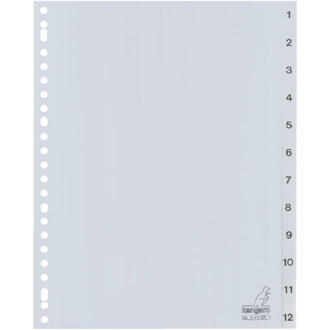 Tabbladen Kangaro 23-gaats G412CM 1-12 genummerd grijs PP