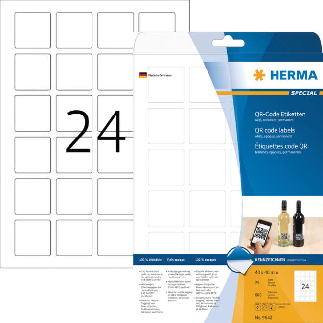 Etiket HERMA 9642 40x40mm QR-code wit 600stuks