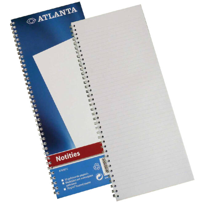 Notitieboek Djois Atlanta enkelvoudig 330x135mm 100 pagina's blauw
