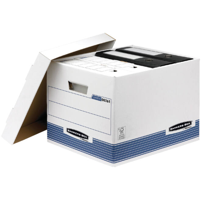Archiefdoos Bankers Box System standaard wit blauw