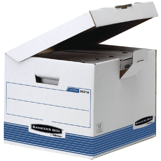 Archiefdoos Bankers Box System flip top kubus wit blauw