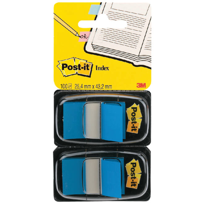 Indextabs Post-it 680 25.4x43.2mm duopack blauw 2x 50 tabs