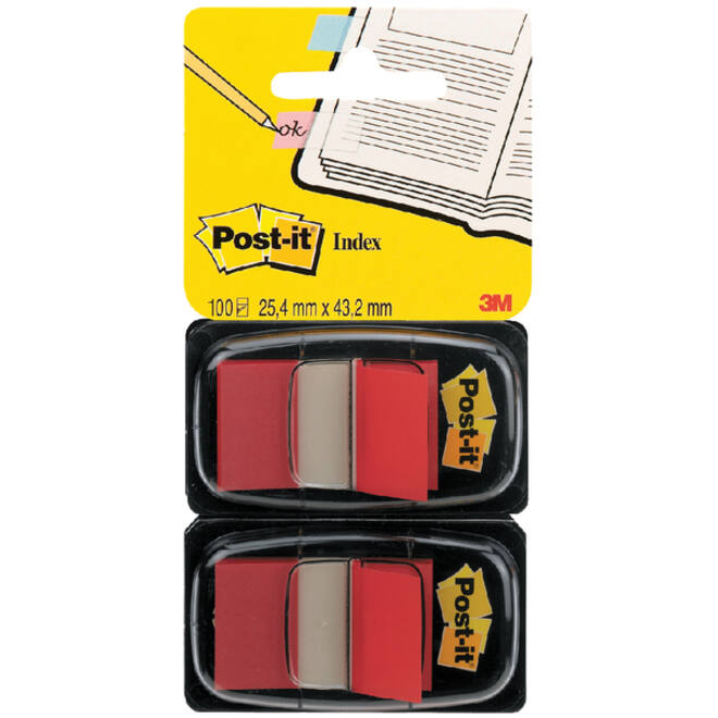 Indextabs Post-it 680 25.4x43.2mm duopack rood 2x 50 tabs
