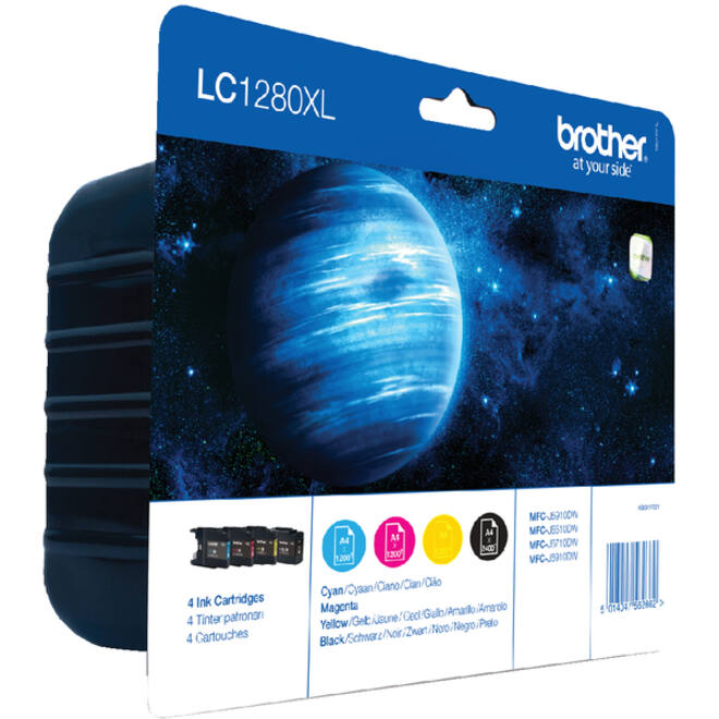 Inktcartridge Brother LC-1280XLVALBP zwart + 3 kleuren