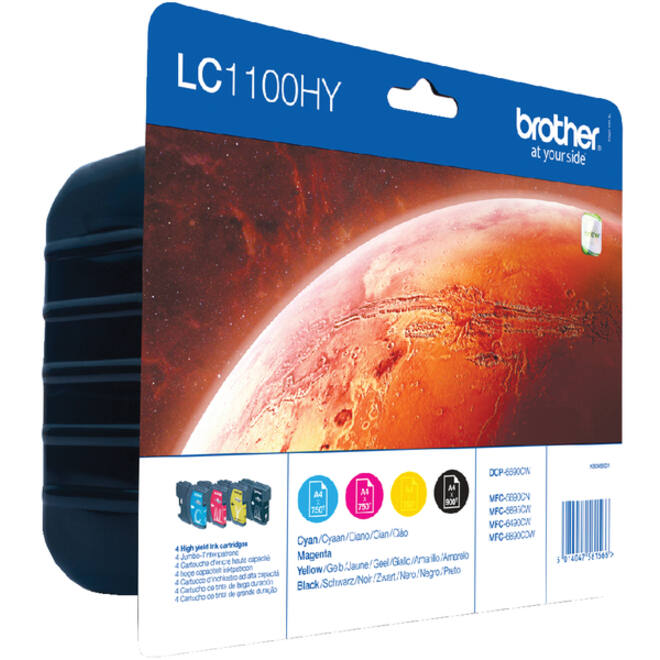 Inktcartridge Brother LC-1100HYVALBP zwart + 3 kleuren
