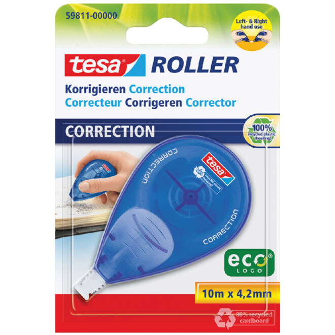 Correctieroller tesa® ecoLogo® rechts & linkshandig 10mx4,2mm blister