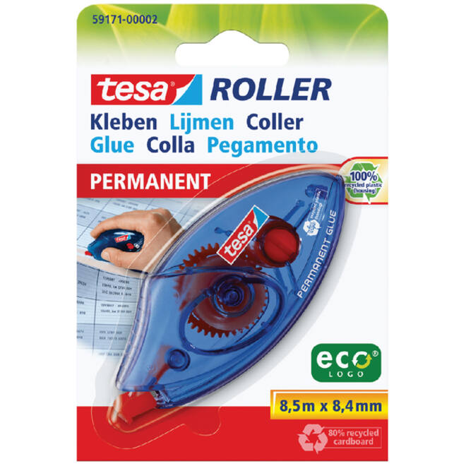 Lijmroller tesa® ecoLogo® permanent wegwerp op blister