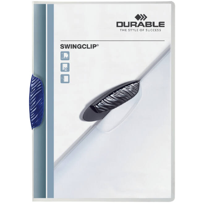 Klemmap Durable Swingclip 30 vellen blauw