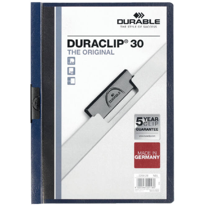 Klemmap Durable Duraclip A4 3mm 30 vellen nachtblauw