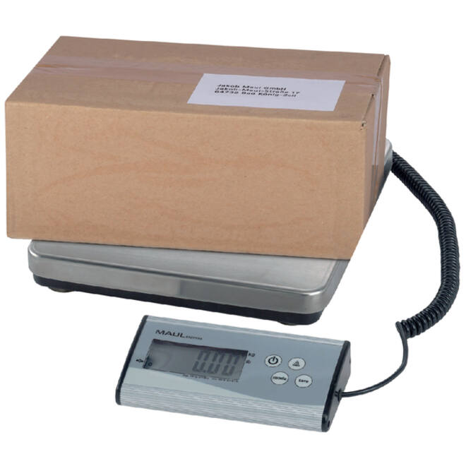 Pakketweger MAUL Cargo 120kg metalen plateau 27x27cm +9V batterij zilver