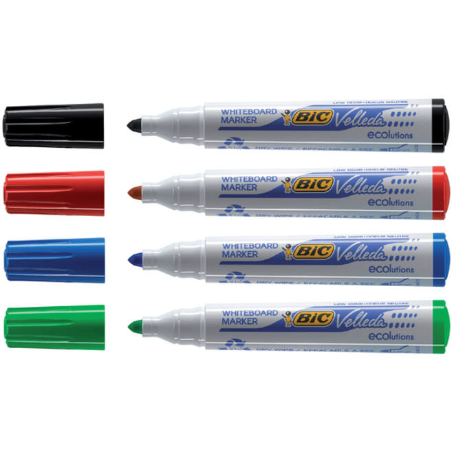Viltstift Bic Velleda 1701 whiteboard rond large assorti doos à 4 stuks