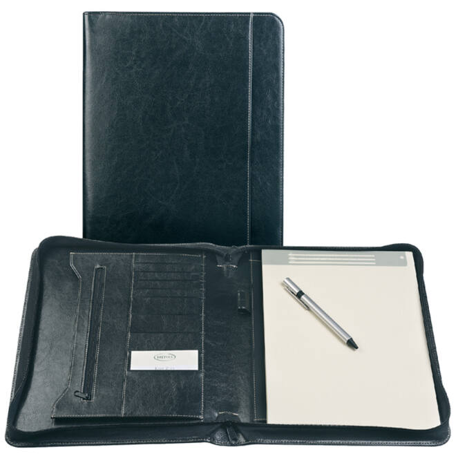 Schrijfmap Brepols Palermo luxe A4 met rits inclusief schrijfblok zwart