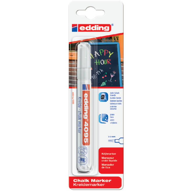 Krijtstift edding 4095 rond 2-3mm wit blister à 1 stuk