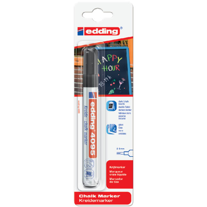 Krijtstift edding 4095 rond 2-3mm zwart blister à 1 stuk