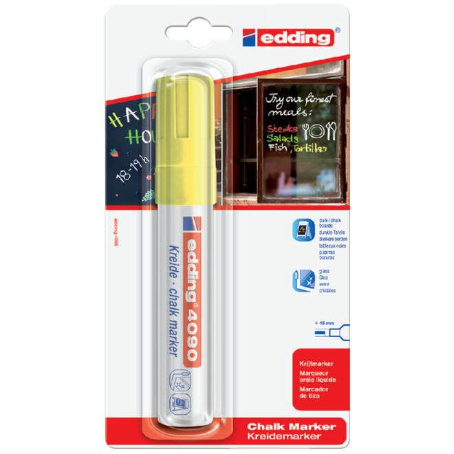 Krijtstift edding 4090 window schuin 4-15mm neon geel blister à 1 stuk